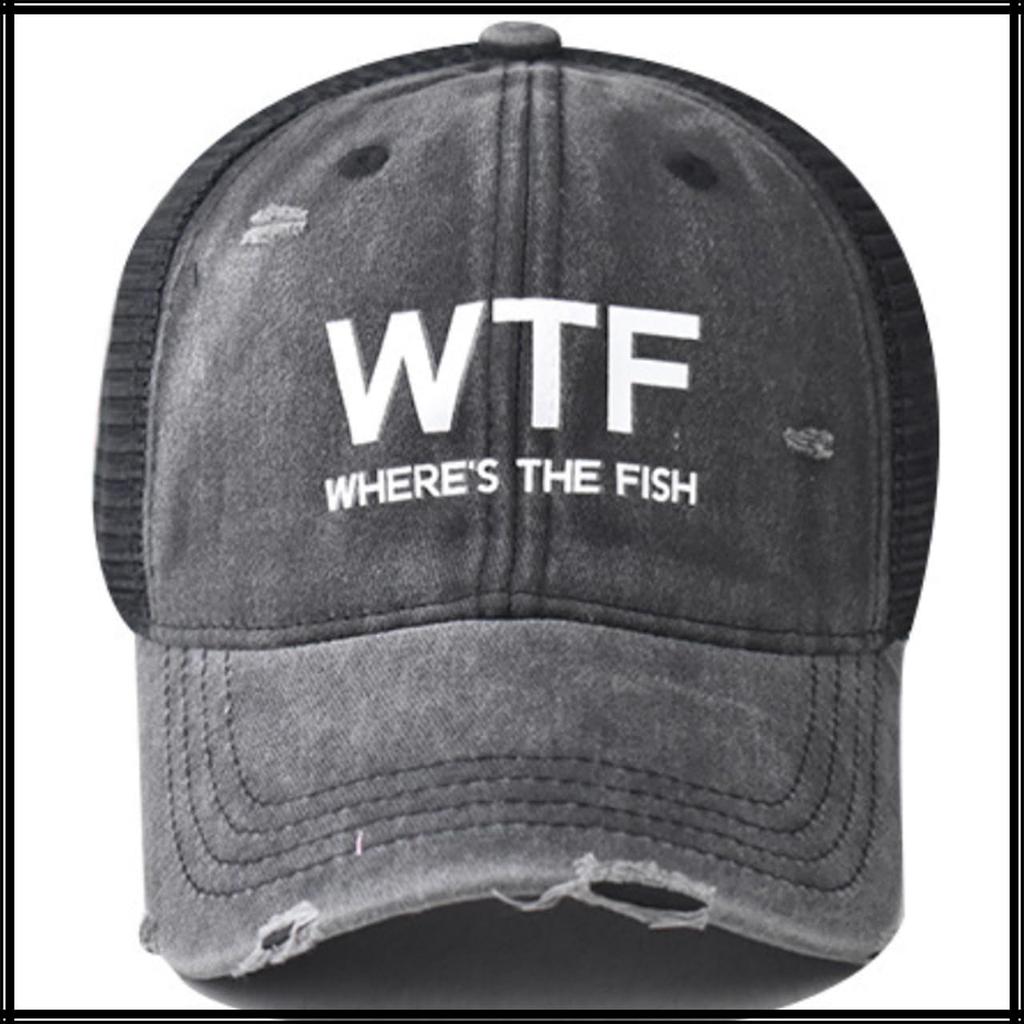 Baseball English CZA423 [White Fang] Hat, Cap, Cap, Breathable, Mesh, Letters, Stylish, Simple, Men's, Women's, (Gray)