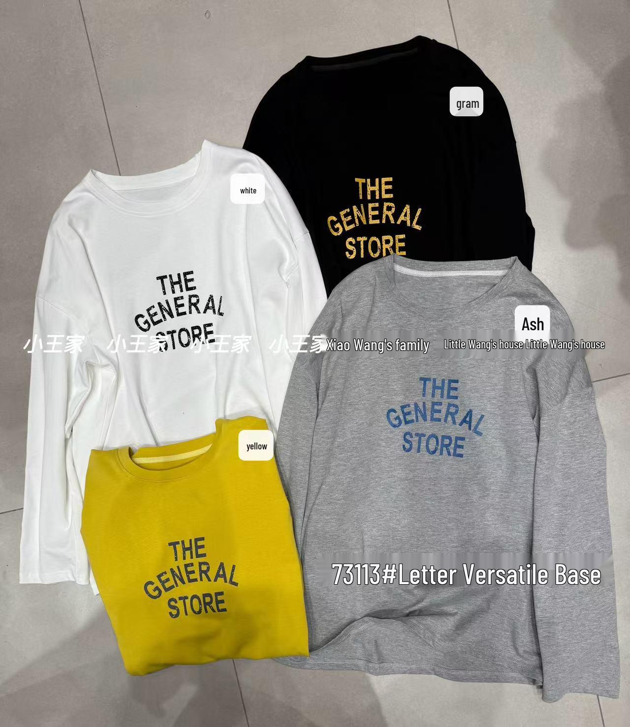 

73113 Spring Korean Loose Plus Size Casual Letter Long Sleeve T-Shirt One Size жёлтый