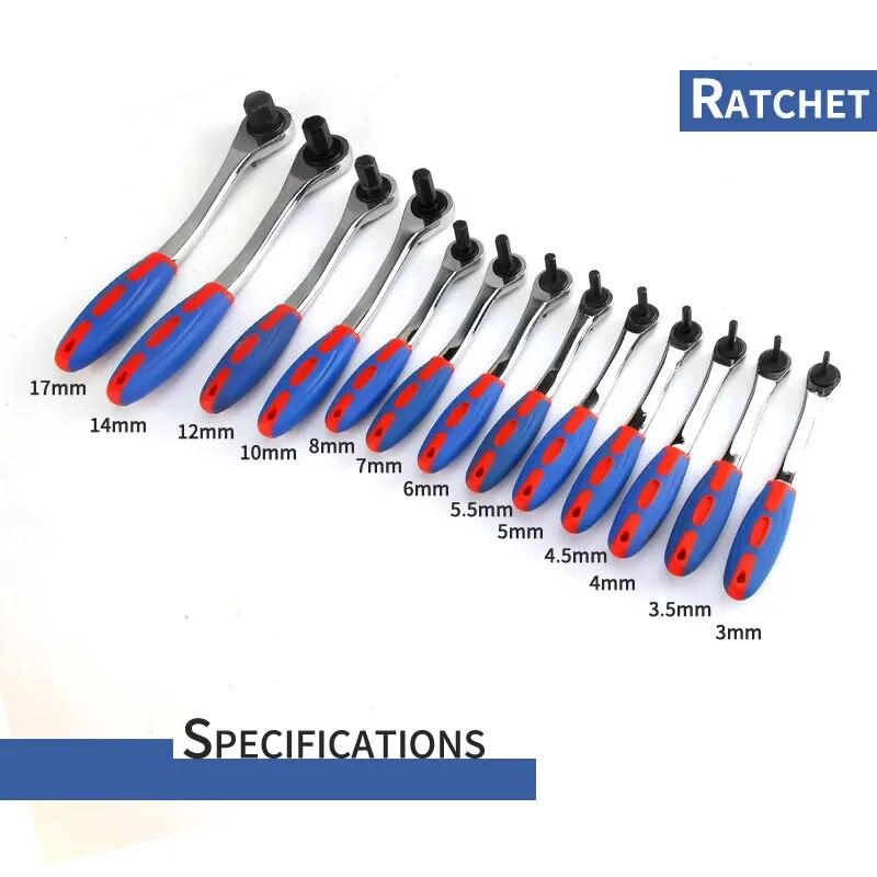 Chiave a Cricchetto Reversibile a Brugola Chiave a Bussola Esagonale con Impugnatura in Gomma Morbida 4mm 5mm 6mm 8mm 10mm 12mm 14mm 17mm