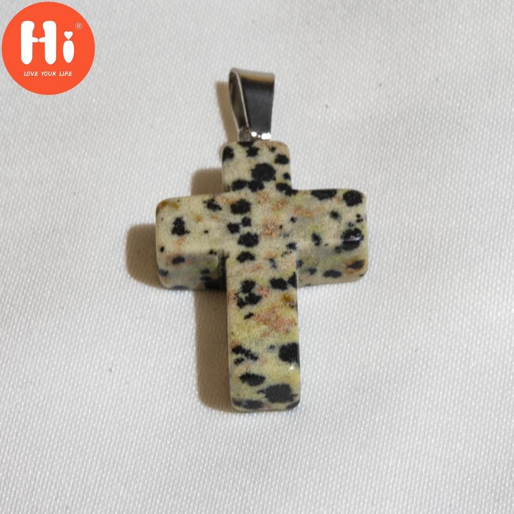 Hi Multi-Specifications Natural Crystal Cross Pendant Christian Jesus Catholic Cross Necklace Unisex Church Christian Crystal Jewelry