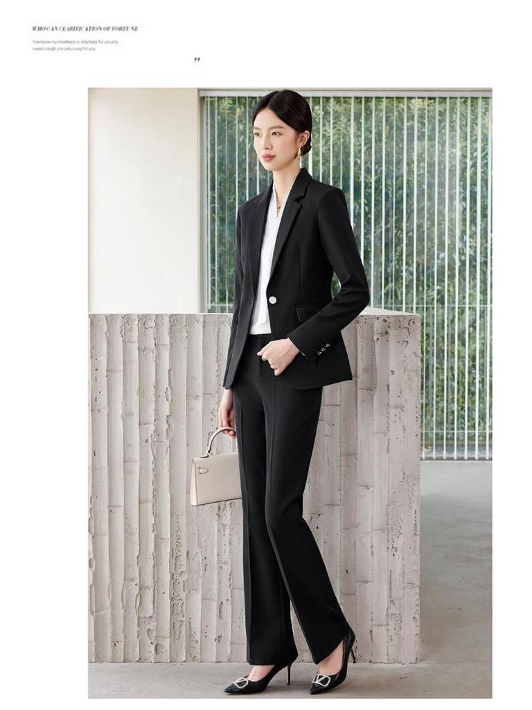 Women's Professional Suit Set: Formal Workwear for Spring and Autumn - High-End Pantsuit for Hotel Sales Managers