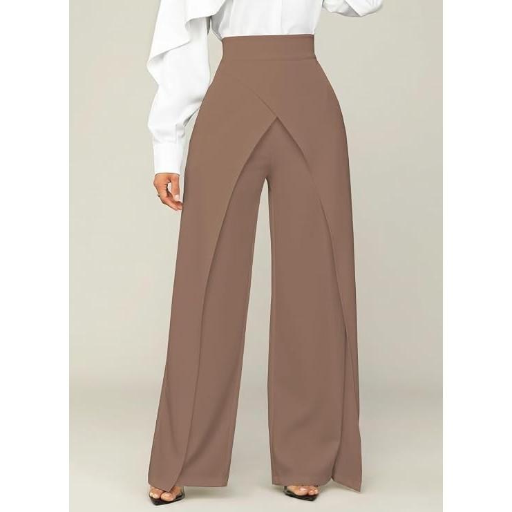 Women Office Wear Formal Trouser Pant Designer High Waist Flared Pants Pack Of 2