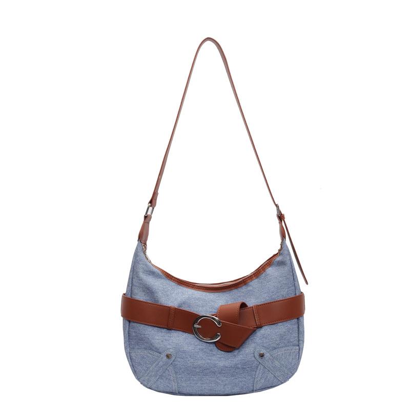 

2025 новая корейская повседневная персонализированная сумка-тоут с джинсовой текстурой, студенческая, для учебы, для поездок, универсальная легкая сумка-мессенджер светло-синий