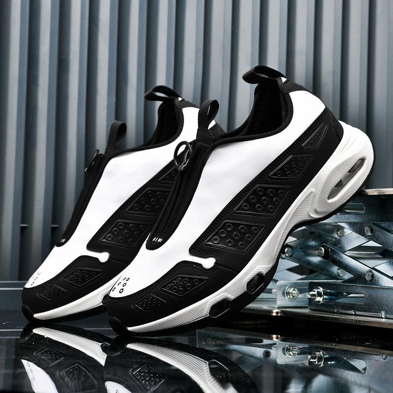 

Max Sunder Air Cushion Shoes Zipper Socks Lightweight Casual Soft Sole Heightening Sneakers 41 черный белый