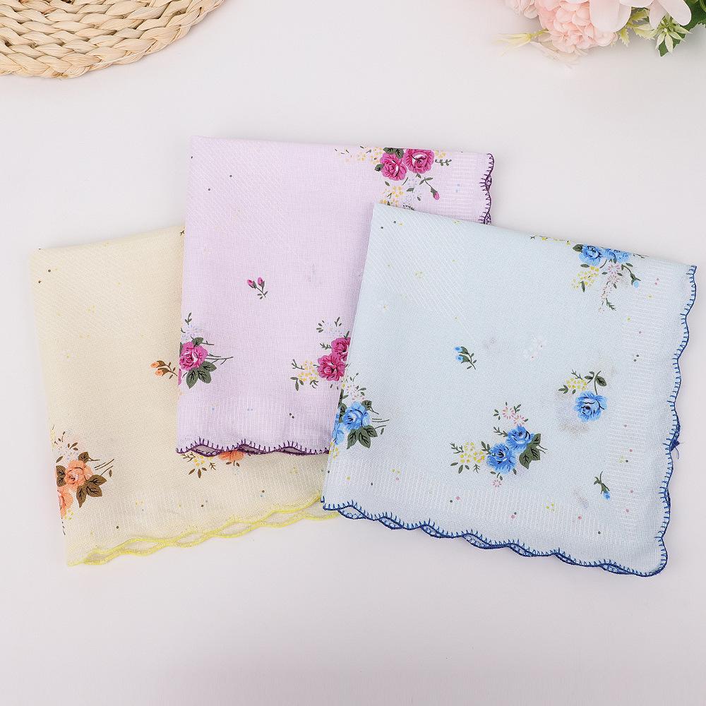 30cm Women's Nostalgic Cotton Handkerchief - Classic Square Towel for Sweat Wiping