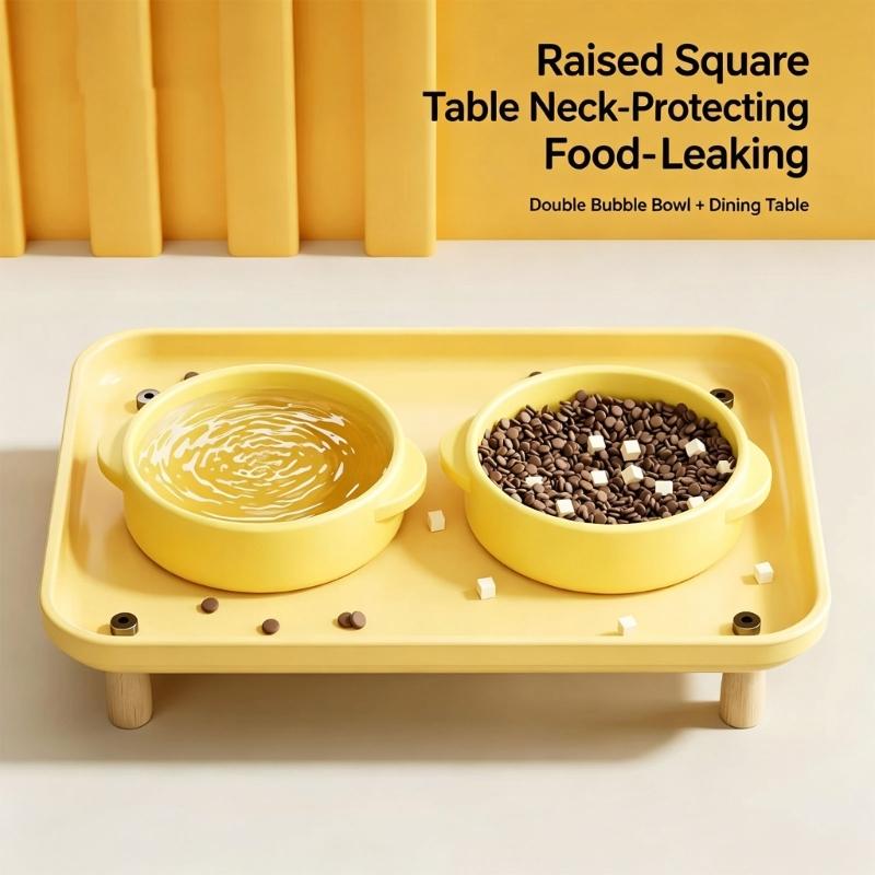 Ergonomic Cats Bowl Dining Table Set For Pet Cats And Dog Water and Food Feeder Feeding Station for Indoor Wet and Dry Food