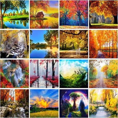 5d Diy Full Round Diamond Painting Landscape Diy Diamond Embroidery Cross Stitch Home Decoration