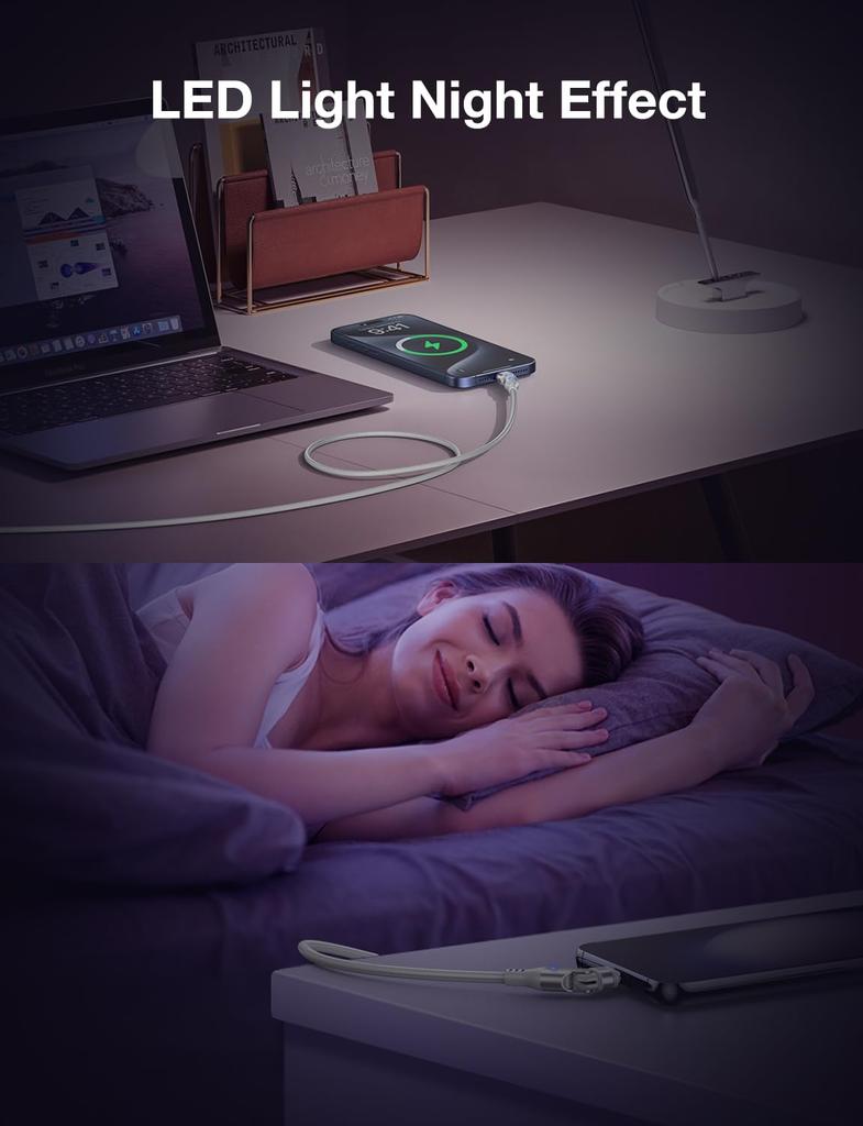 AUFU Magnetic USB C Charging Type C Rotatable 2M 3A Fast Data Magnetic Connection Compatible with Android and Other Set of 3 Cable, 18W, 16-pin Cable,