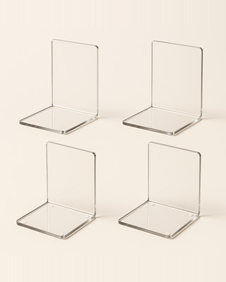 4Pcs Acrylic Bookends Clear Book Ends Transparent Bookend Organizer Book Holder Stand Heavy Duty Book File Video Games Decorative Book Stoppers