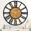 32 Vintage Round Silent Little Ticking Black Metal Modern Wood Wall Clock for Living Room Bedroom Kitchen Garden Office Cafe De