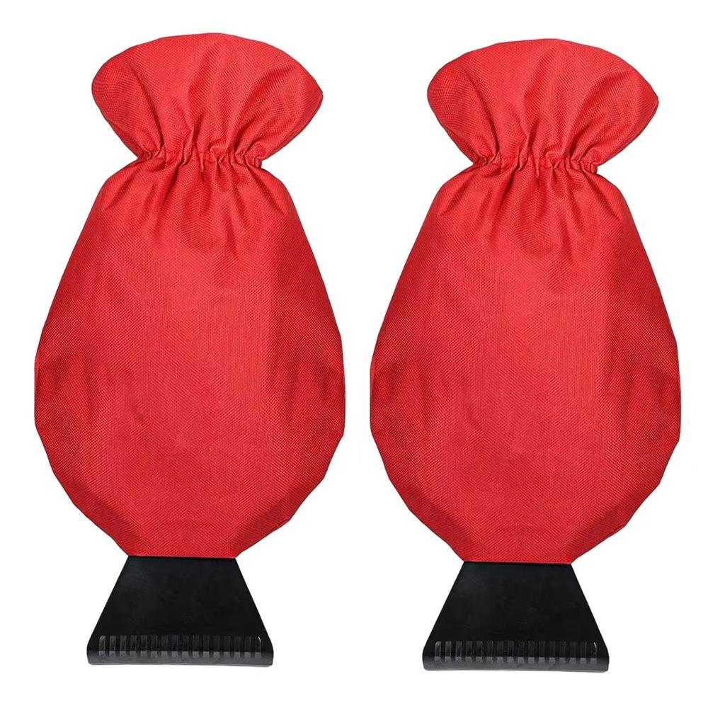 

1Pair Retractable Snow Shovel with Glove Remover Thicken Car Ice Removal Scraper Gloves Vehicle красный