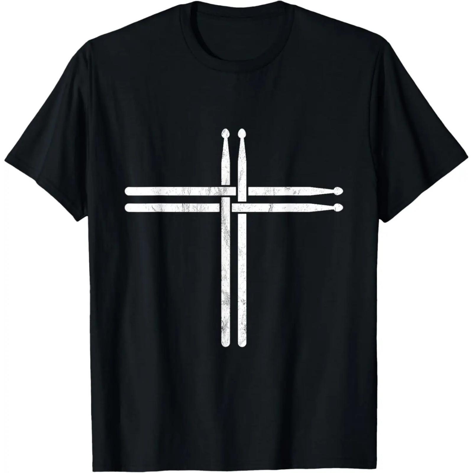 Christian Drum Stick Cross Funny Drummer T-Shirt XXXXXL разноцветный