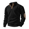 2026 Mens Casual Long Sleeve Stand Collar Sweatshirt Solid Color Slim Fit Daily Wear