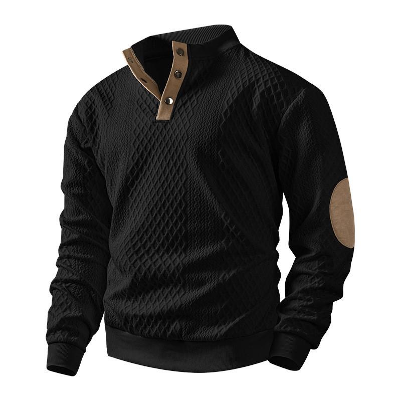 2026 Mens Casual Long Sleeve Stand Collar Sweatshirt Solid Color Slim Fit Daily Wear