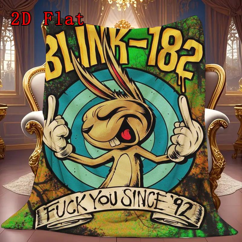 Vintage Rock Band Rabbit 2D Flat Pattern Flannel Blanket High quality All Seasons Warmth and Comfort Perfect for Christmas Gifts.MMT0918231