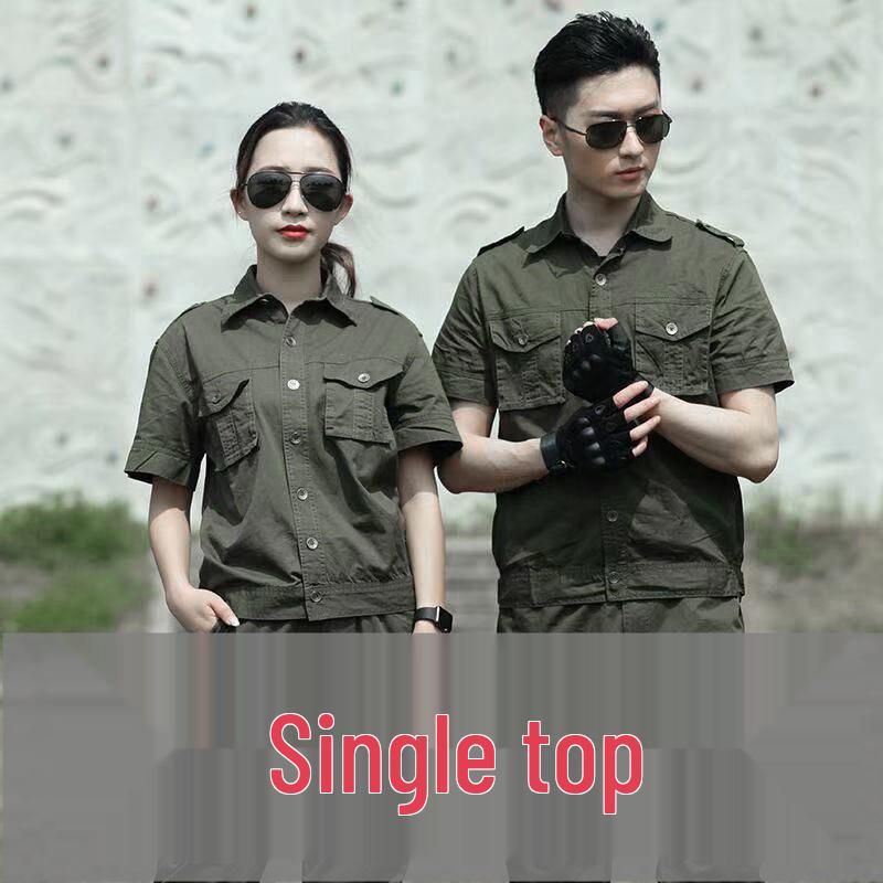 

Чоловічий літній робочий комплект: Одяг з захистом від опіків, зносостійкий, з довгим і коротким рукавом для зварників і будівельників. L