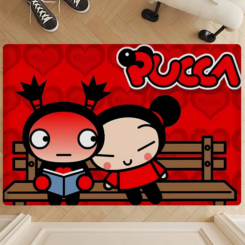 Animation Series P-Pucca Floor Mat INS Style Soft Bedroom Floor House Laundry Room Mat Anti-skid Household Carpets