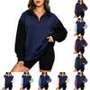 Women's Half Zip Hoodie Casual Striped Color Block Hooded Sweatshirt for Everyday Wear