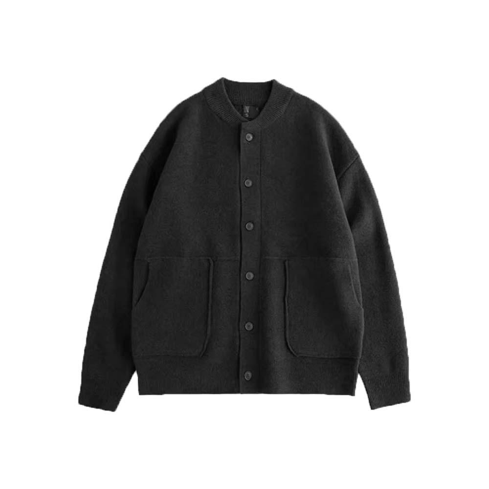

Loose Long Sleeve Cardigan Solid Color Warm Coat Jacket Men Knitted Sweater Spring Autumn L чорний