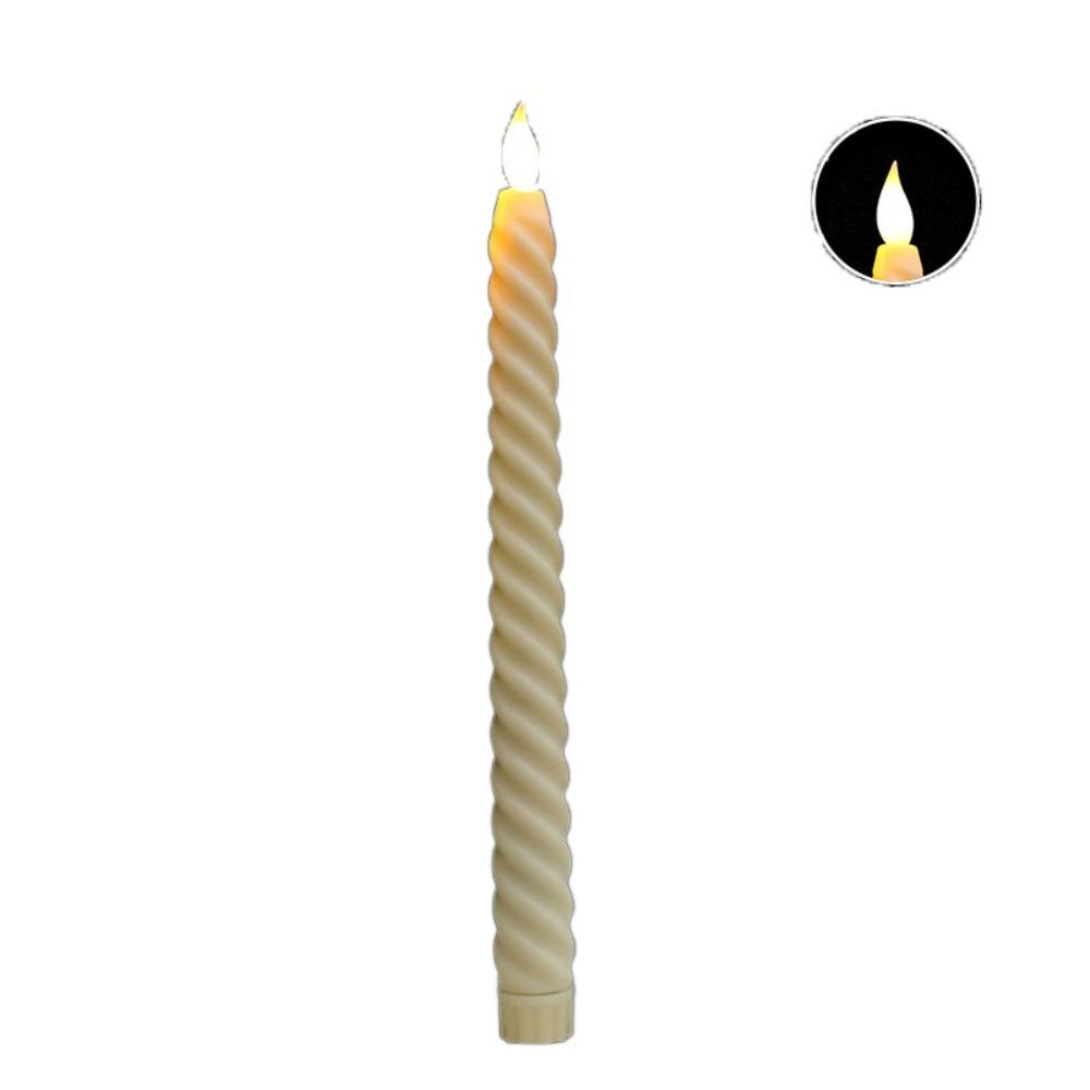 

Simulation LED Taper Spiral Pattern Long Rod Candle Light Home Decoration LED Candles Light Party 1pc-yellow-pointed tip