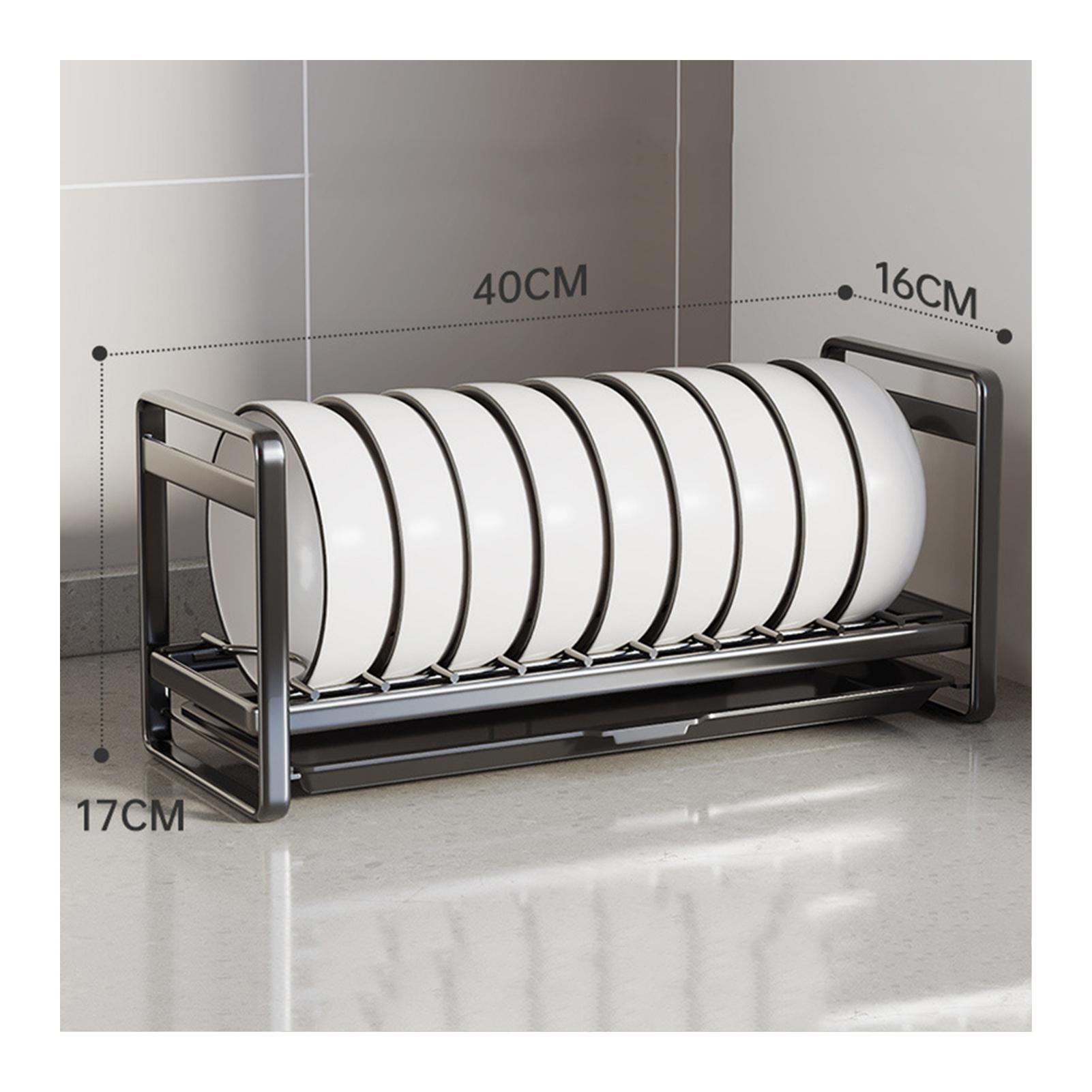 

Household Metal Dish Drainer Single Layer Tableware Drying Rack With Drain Tray Plate чорний