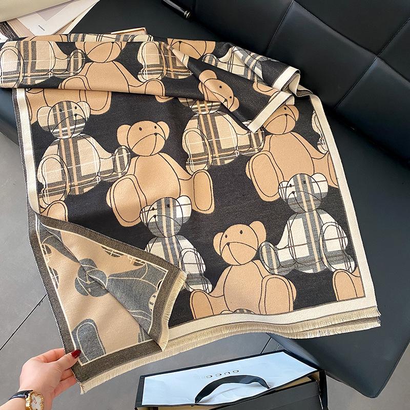 

Осень и зима новый милый медведь мода имитация кашемира шарф женский принт темперамент теплый и холодный шарф шаль 190*65cm