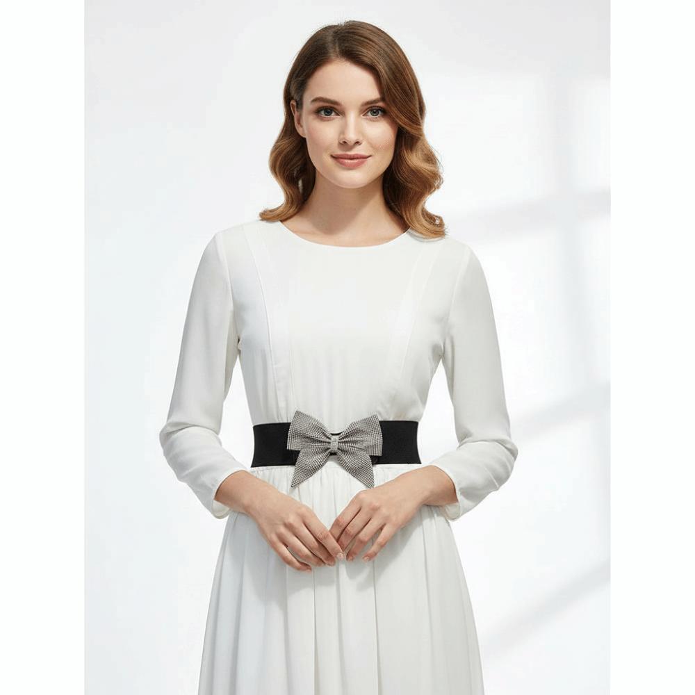 Rhinestone Bow Women's Waistband Elastic Wide Waist Decorative Belt Corset Style Bling-Bling Diamond Knot Belt Wedding Party
