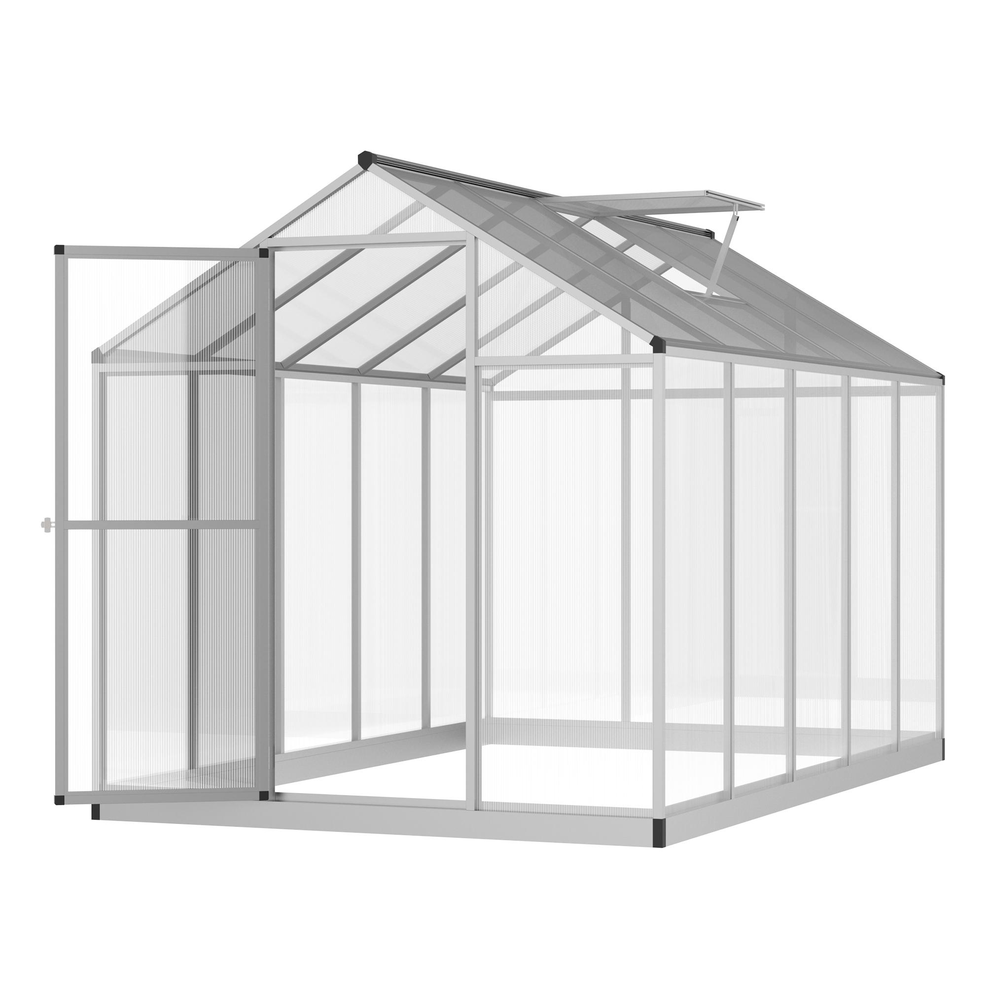 Serre de jardin 3 x 2 m Aluminium Polycarbonate 5,5 m² Fondations Lucarne Loquet de porte