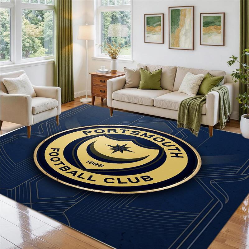 Portsmouth FC Design Kristall-Samt-Teppich Weich Dekorative Matte für Schlafzimmer Eingang