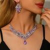2Pcs/set Shining Bridal Necklaces Earrings Crystal Necklace Earrings Set  Party