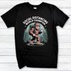 Funny Bigfoot Coffee T-Shirt: Sasquatch Social Distancing Champ T-shirt