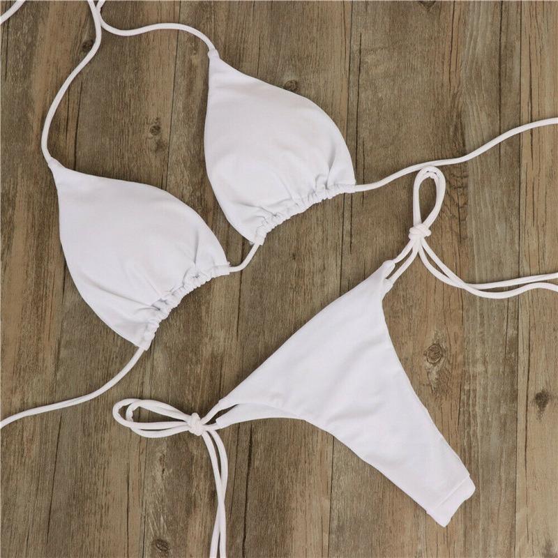 Neck strap-on bikini sexy swimsuit women's split strap adjustable multi-color swimsuit set