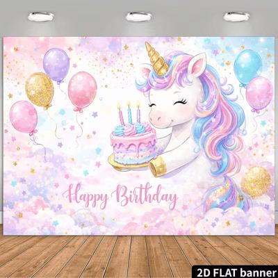 2D Einhorn Happy Birthday Kulisse, Pastell & Glitzer Fotografie Hintergrund