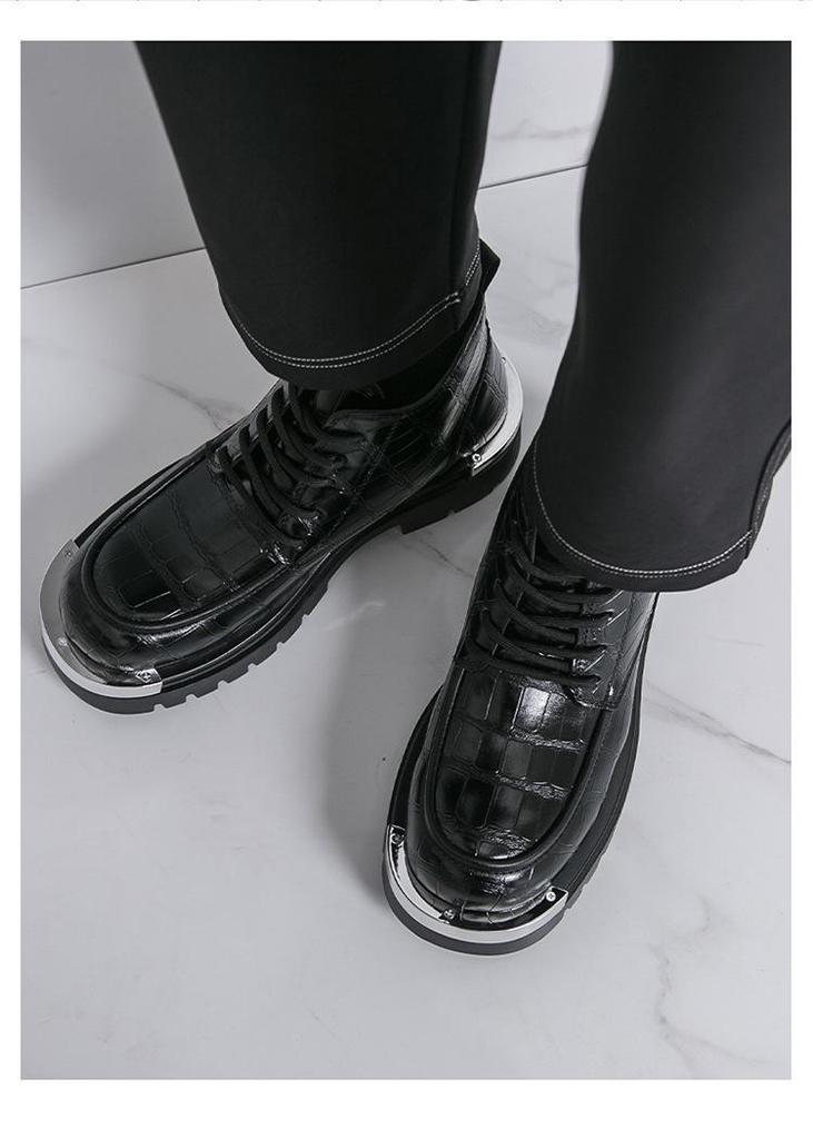 Men's Plus Size High-Top Thick-Sole Leather Boots - Autumn/Winter 2025 Fashion Edition