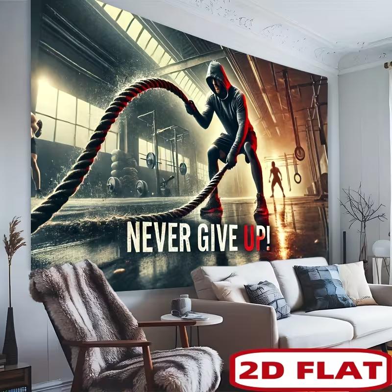 2D Nie Aufgeben Fitnessstudio Kulisse Motivierender Fitness Fotografie Hintergrund für Heim-Fitnessstudio