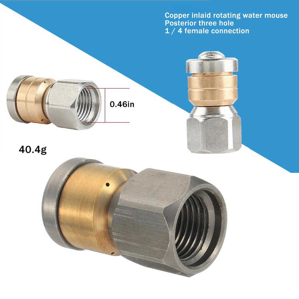 Durable 4000PSI Sewer Jetter Nozzle G1/4" Button Nose Pressure Drain Hose Pipe Tap Spray Nozzle For Car Home Pipe Cleaning