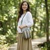 Canvas Ethnic Embroidery Shell Shape Small Bag With Zipper Pockets For Daily Use