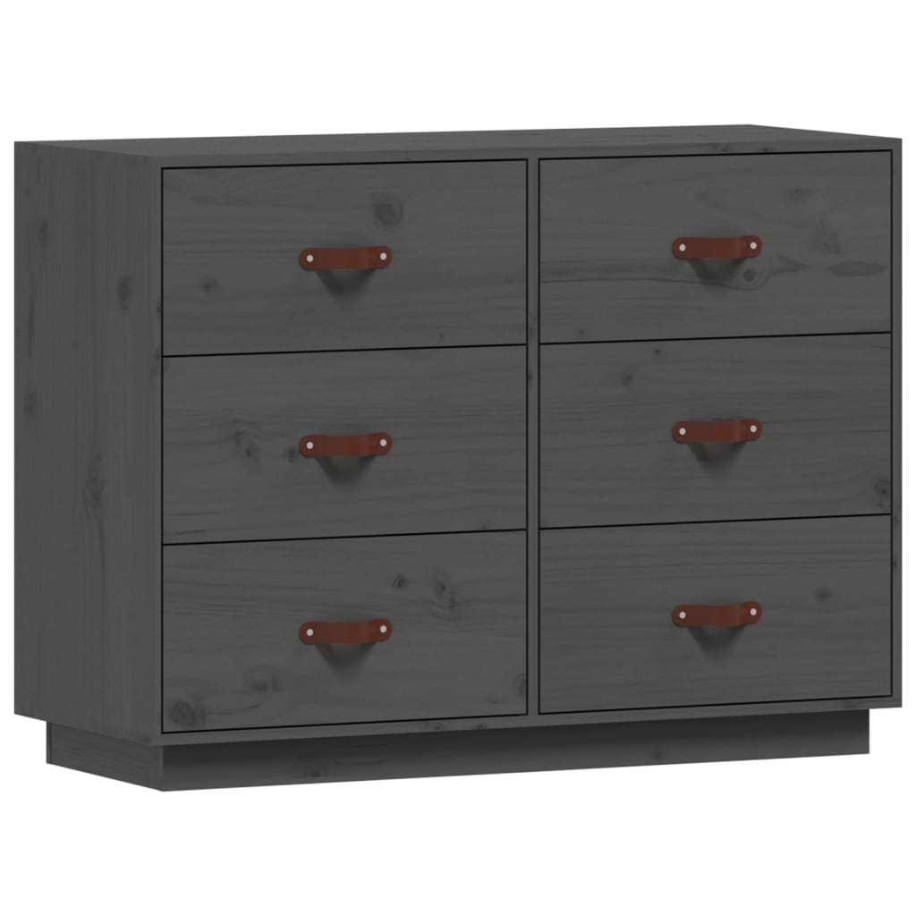 Vidaxl Komoda, Szara, 100X40X75 Cm, Lite Drewno Sosnowe
