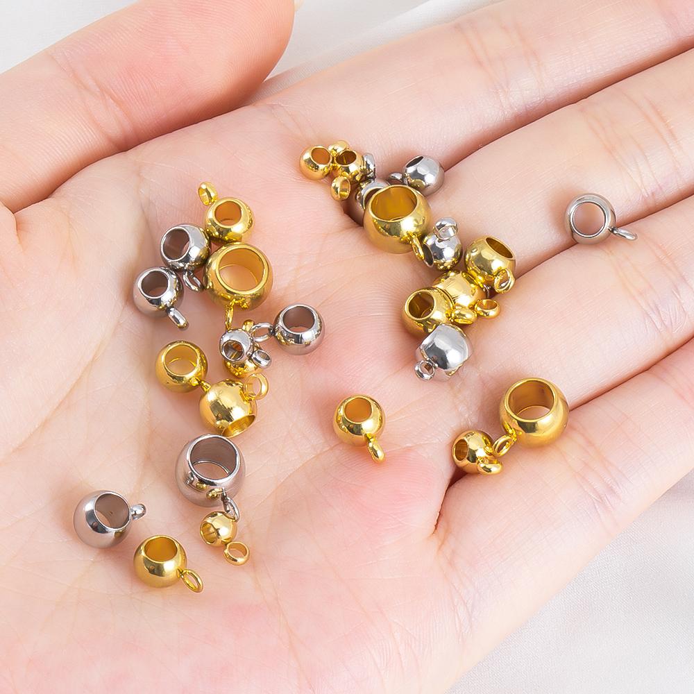 10pcs Hole 2-4mm Stainless Steel Spacer Beads Pendant Charm Connector Clasps Bail Bead DIY Bracelet Jewelry Making Findings Bead