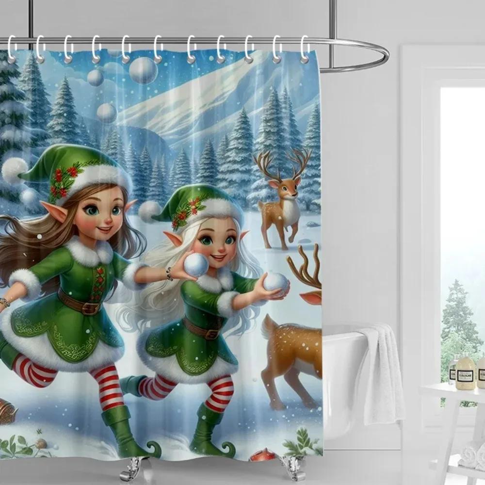 Dekoracja domu zasłony prysznicowe do łazienki wodoodporna tkanina zasłonowa Nowoczesny styl skandynawski Salon Wesołych Świąt zima