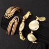 New 3Pcs Geometric Exaggerated Cuff Wide Bangles For Women Vintage CCB Punk Gold Color Chunky Open Bracelet Set Hip Hop Jewelry