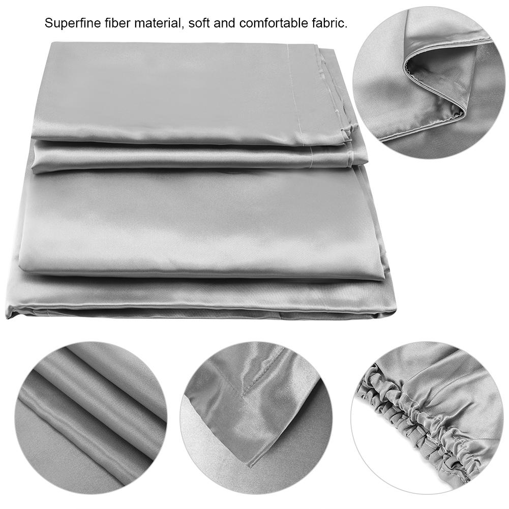 Einfarbiges Seidensatin Anti-Milben Spannbettlaken Matratzenschoner Bezug Bettwäsche-Set (KÖNIGIN )
