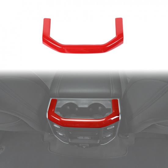Interior Rear Cup Holder Cover Trim Panel for Dodge Ram 1500 18+ Red Accessories