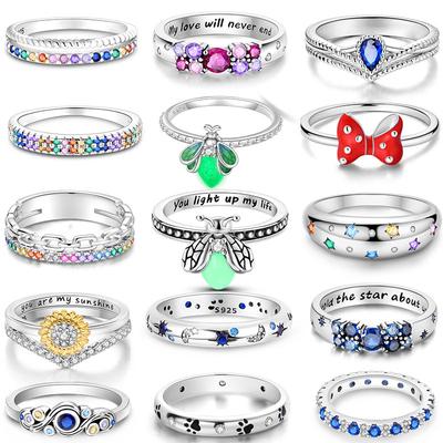 Anel de joias 100% prata esterlina 925 anel de noivado feminino Fazendo joias para mulheres como presentes de festa de casamento