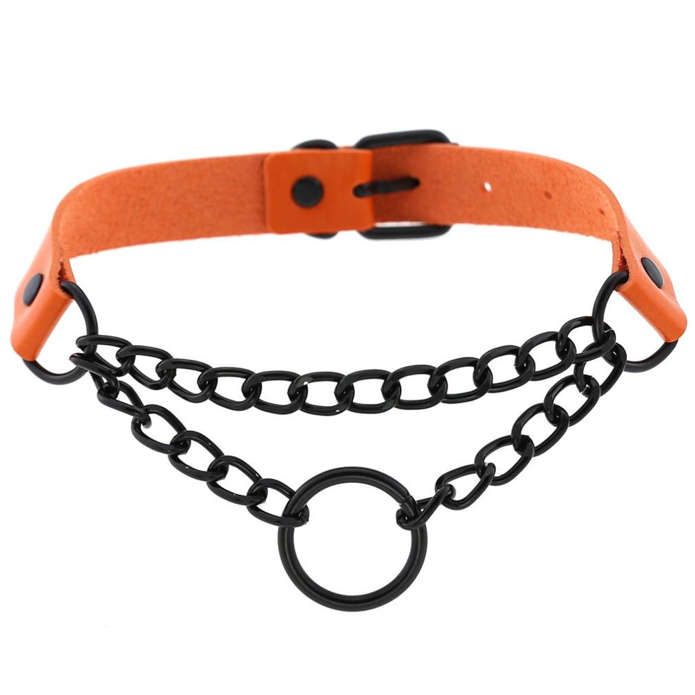 Black Gothic O Chain choker collar harajuku Punk Choker women girls black leather chocker emo Kawaii witch jewelry