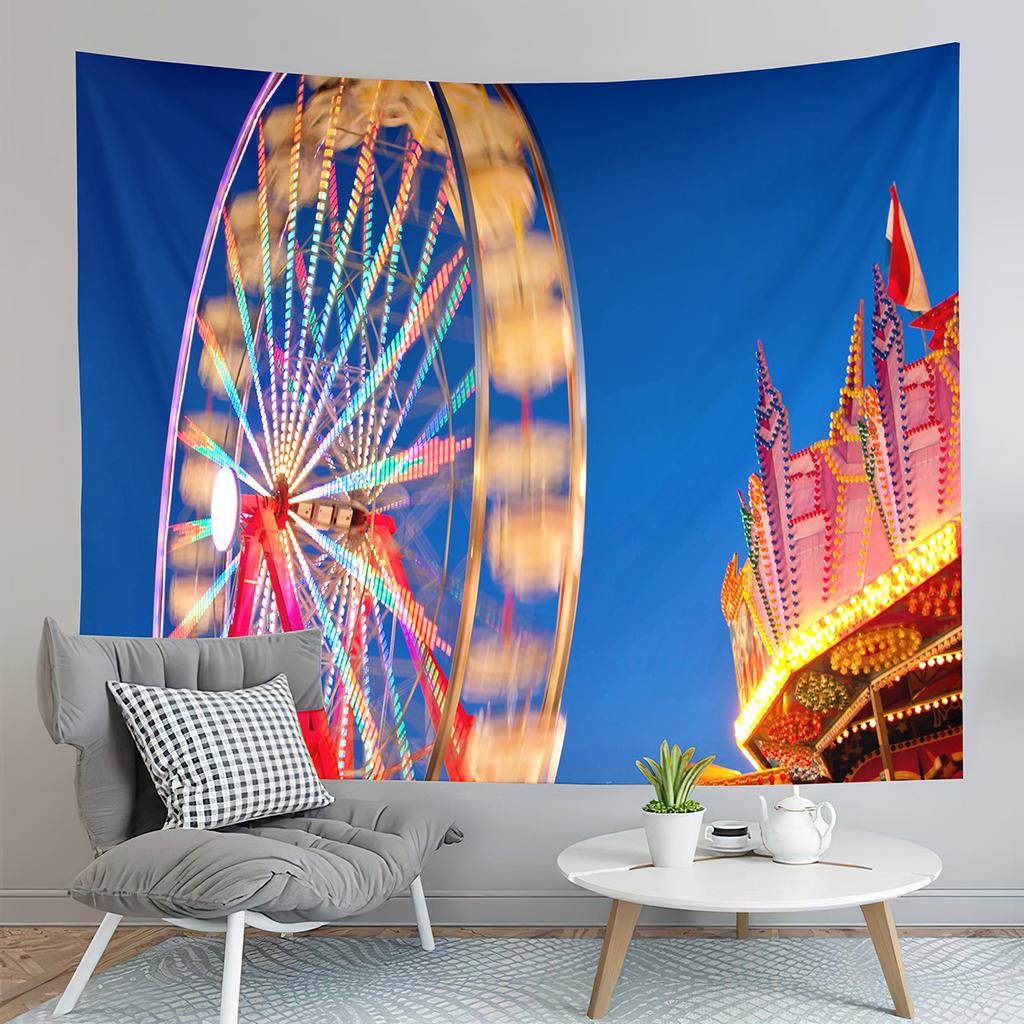 Paris Night View Tapestry Eiffel Tower Tapestry Ferris Wheel Tapestry Art Wall Hanging Home Living Room Bedroom Dorm Tapestries