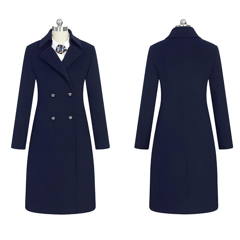 Fengxun Women's Elegant Wool Blend Mid-Length Professional Coat