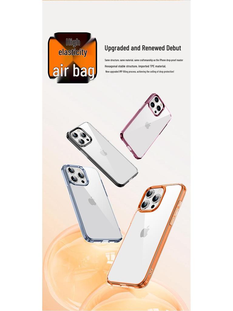 iPhone 14/15 Transparent Airbag Anti-Drop Case with Back Panel