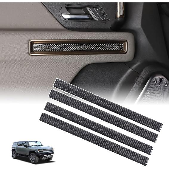 

for Hummer EV Accessories Car Inner Door Panel Trim Sticker Real Carbon Fiber Front Rear Door Handle Panel Protection Cover Decoration Sticker чёрный