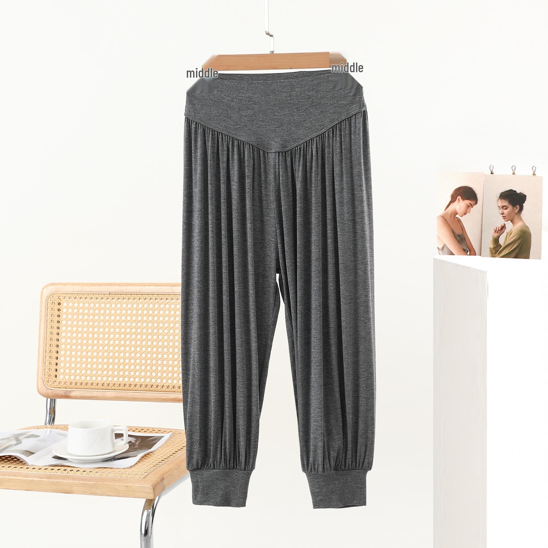 

Женские весенние модальные брюки-шаровары - С высокой талией, Свободного кроя, Однотонные брюки для йоги и танцев XXL темно-серого